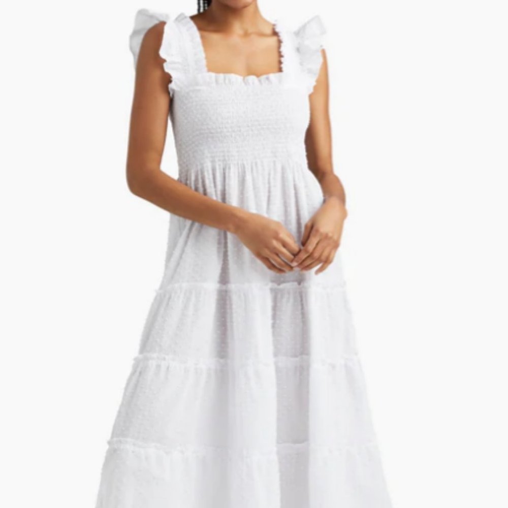 BRAND NEW: Hill House Ellie Nap Dress in Sheer White Swiss Dot